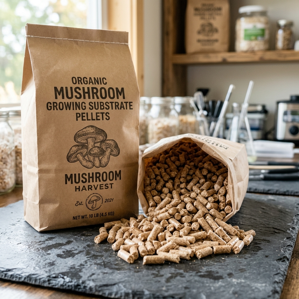 Clean Organic Mushroom Substrate Pellets (Hardwood & Straw)